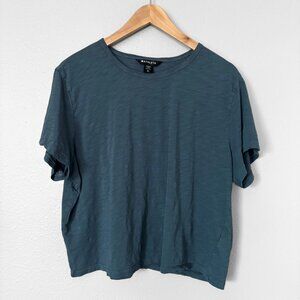 Athleta True Cotton Tee Short Sleeve Blue Cropped Womens XL Activewear Workout